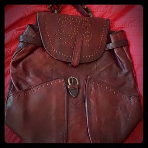 Vintage Large Leather Crossbody Bag - Oxblood